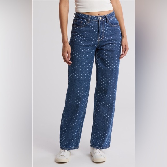 FLYING ANGEL Polka Dot High Waist Straight Leg Jeans/size 1(25) - Picture 2 of 9